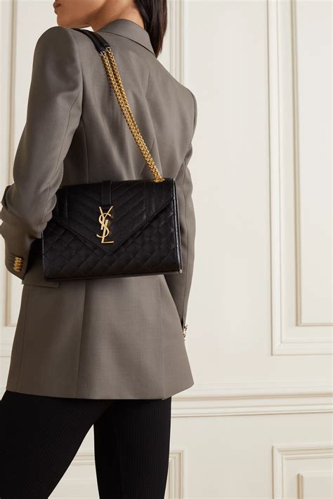 ysl bag black all leather|YSL over the shoulder bag.